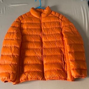 neutral orange JCP puffer jacket.